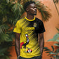 Uganda Football Custom T shirt African Pattern Mix Grunge Style - Yellow Color