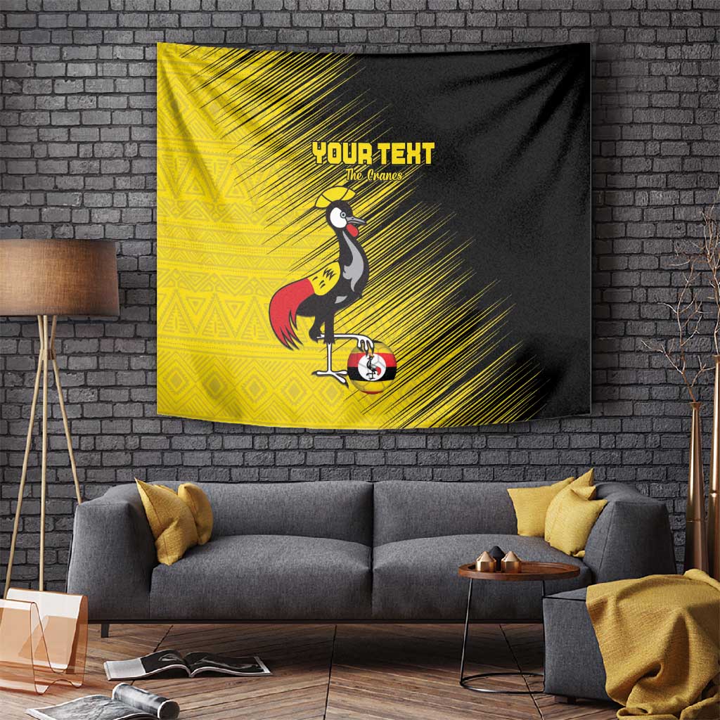 Uganda Football Custom Tapestry African Pattern Mix Grunge Style - Yellow Color