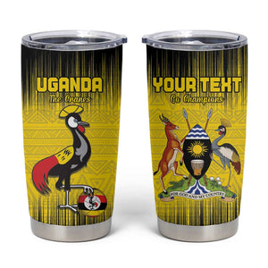 Uganda Football Custom Tumbler Cup African Pattern Mix Grunge Style - Yellow Color