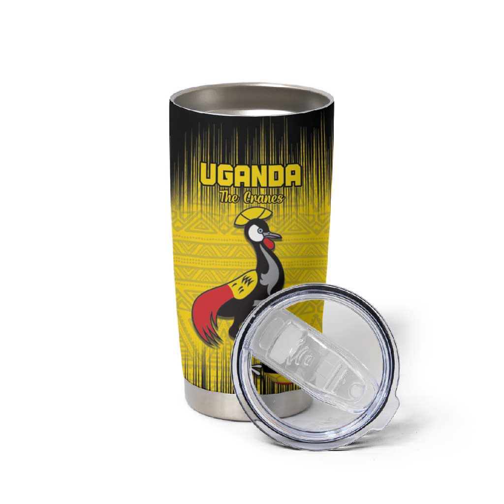 Uganda Football Custom Tumbler Cup African Pattern Mix Grunge Style - Yellow Color