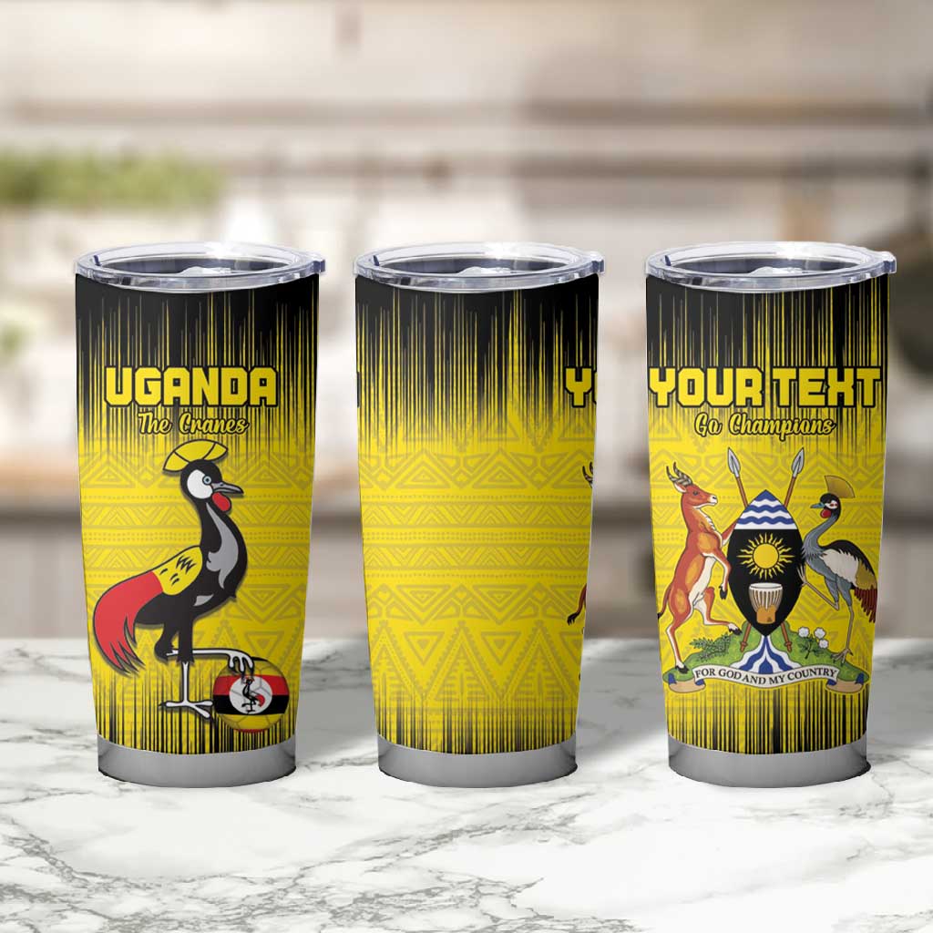 Uganda Football Custom Tumbler Cup African Pattern Mix Grunge Style - Yellow Color