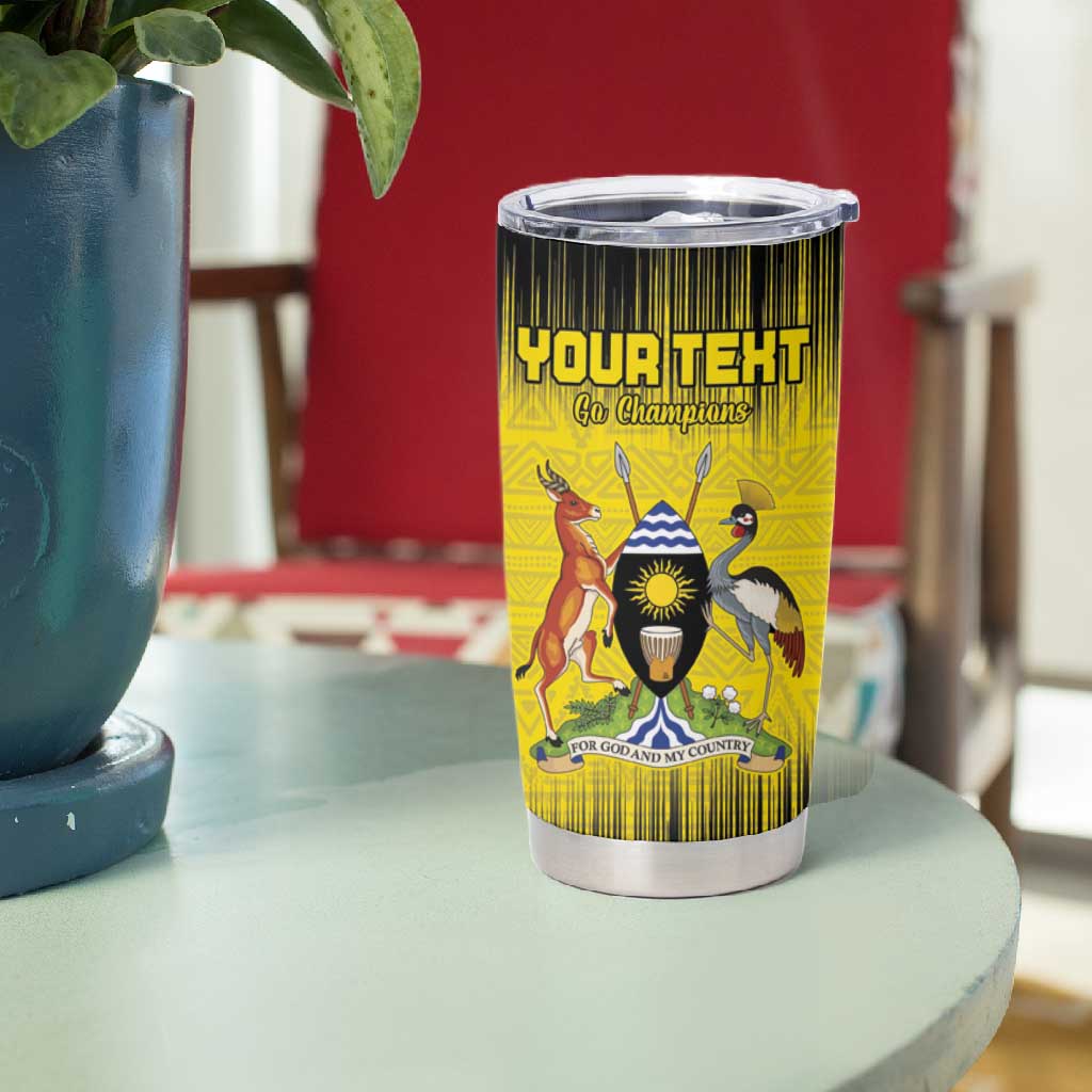 Uganda Football Custom Tumbler Cup African Pattern Mix Grunge Style - Yellow Color