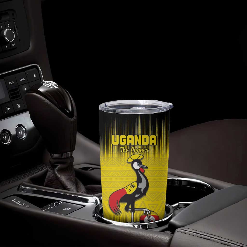 Uganda Football Custom Tumbler Cup African Pattern Mix Grunge Style - Yellow Color