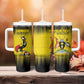Uganda Football Custom Tumbler With Handle African Pattern Mix Grunge Style - Yellow Color