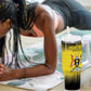 Uganda Football Custom Tumbler With Handle African Pattern Mix Grunge Style - Yellow Color