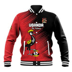 Uganda Football Custom Baseball Jacket African Pattern Mix Grunge Style - Red Color