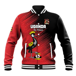 Uganda Football Custom Baseball Jacket African Pattern Mix Grunge Style - Red Color