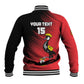 Uganda Football Custom Baseball Jacket African Pattern Mix Grunge Style - Red Color