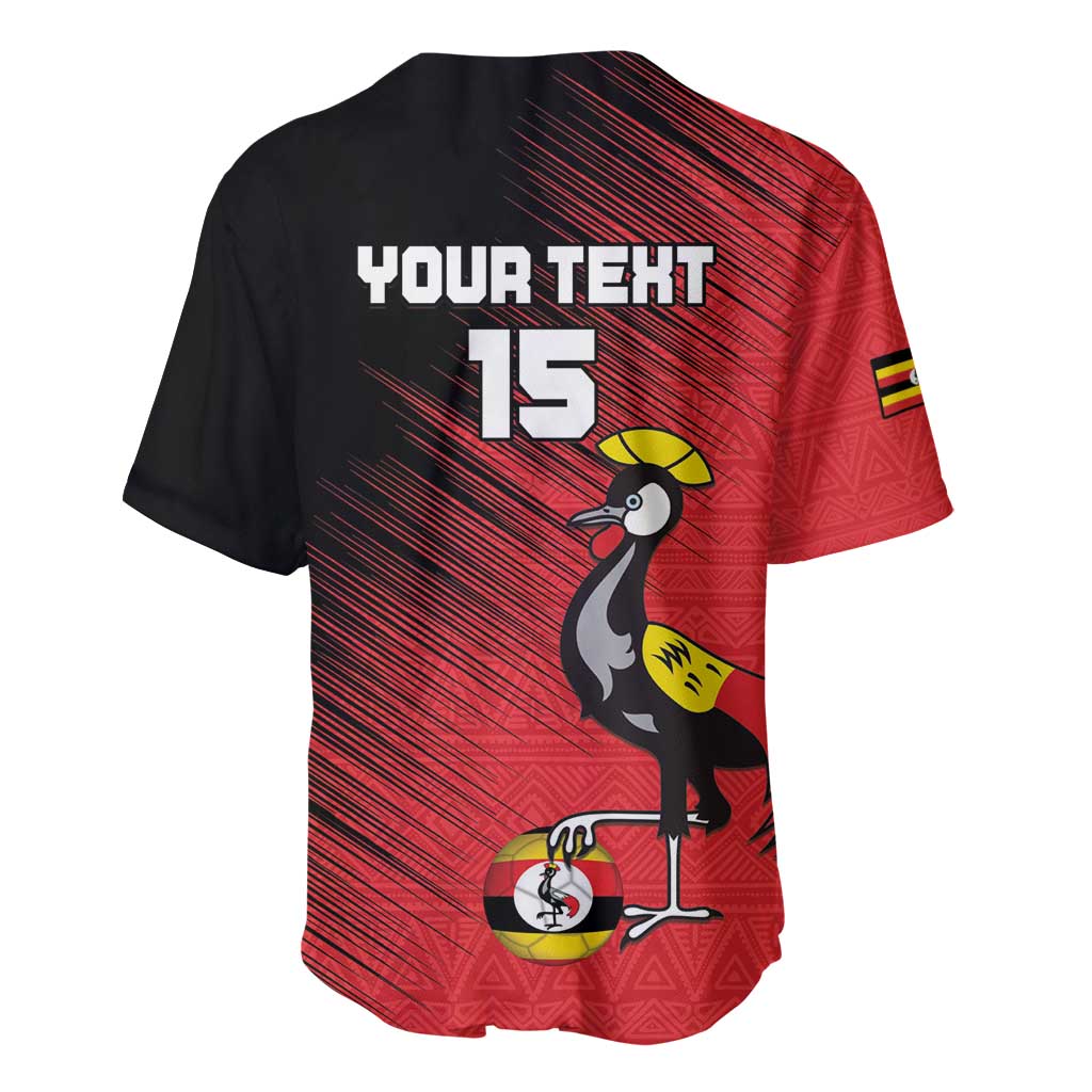 Uganda Football Custom Baseball Jersey African Pattern Mix Grunge Style - Red Color