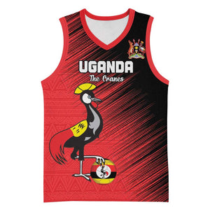 Uganda Football Custom Basketball Jersey African Pattern Mix Grunge Style - Red Color - African Pride
