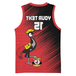 Uganda Football Custom Basketball Jersey African Pattern Mix Grunge Style - Red Color - African Pride