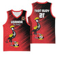 Uganda Football Custom Basketball Jersey African Pattern Mix Grunge Style - Red Color - African Pride