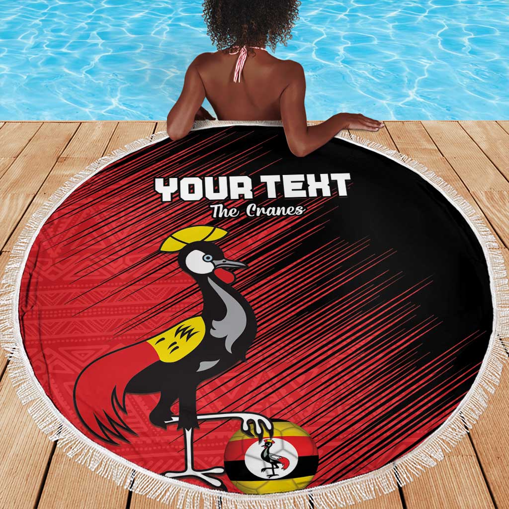Uganda Football Custom Beach Blanket African Pattern Mix Grunge Style - Red Color