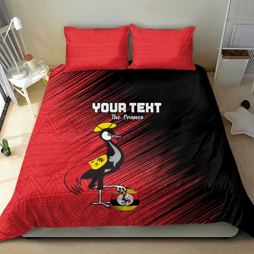 Uganda Football Custom Bedding Set African Pattern Mix Grunge Style - Red Color