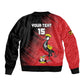 Uganda Football Custom Bomber Jacket African Pattern Mix Grunge Style - Red Color