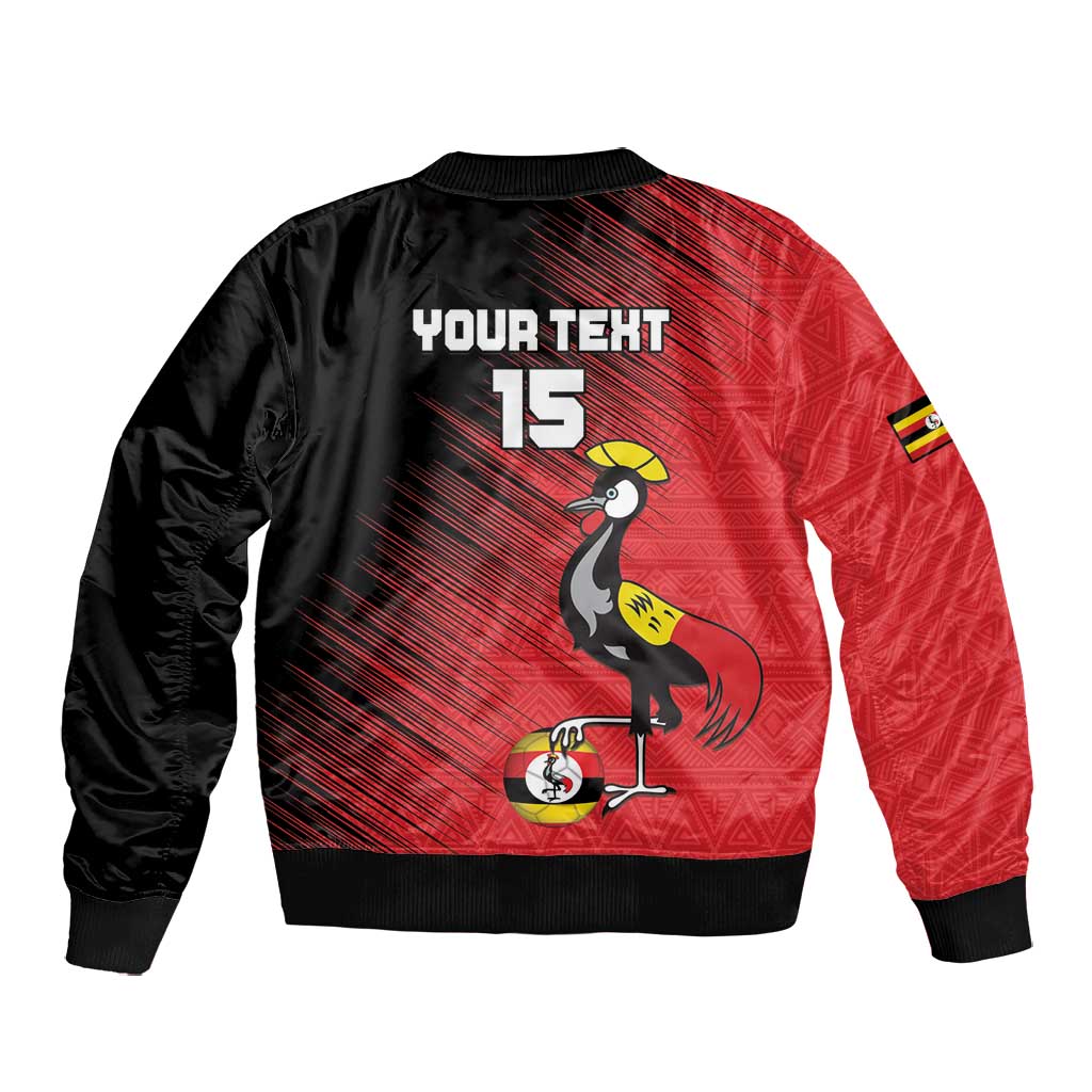 Uganda Football Custom Bomber Jacket African Pattern Mix Grunge Style - Red Color