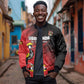 Uganda Football Custom Bomber Jacket African Pattern Mix Grunge Style - Red Color