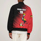 Uganda Football Custom Bomber Jacket African Pattern Mix Grunge Style - Red Color