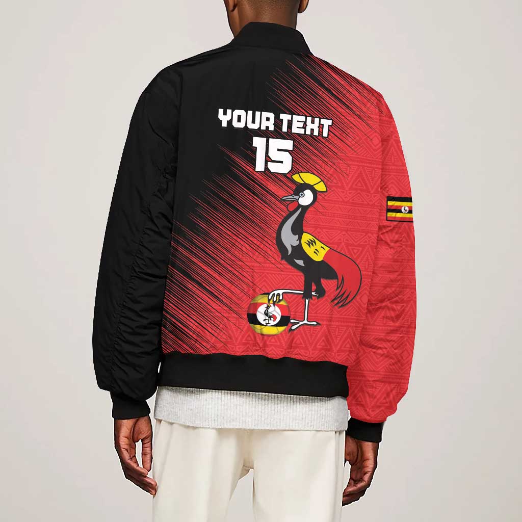 Uganda Football Custom Bomber Jacket African Pattern Mix Grunge Style - Red Color
