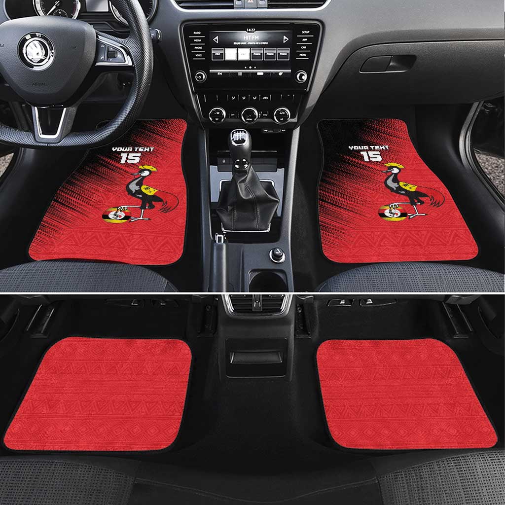 Uganda Football Custom Car Mats African Pattern Mix Grunge Style - Red Color