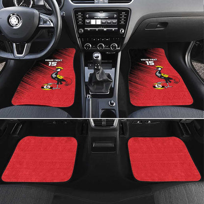 Uganda Football Custom Car Mats African Pattern Mix Grunge Style - Red Color