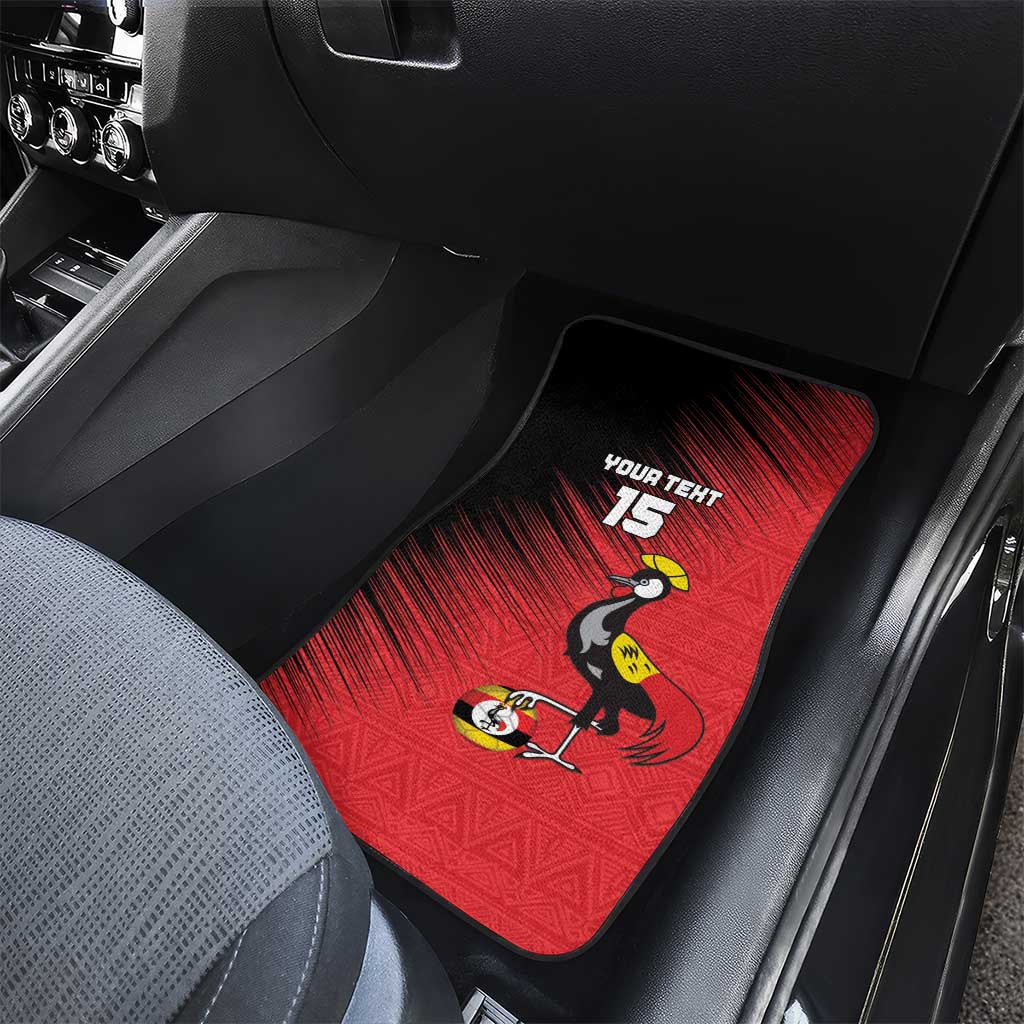 Uganda Football Custom Car Mats African Pattern Mix Grunge Style - Red Color