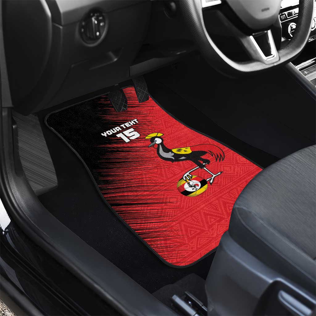 Uganda Football Custom Car Mats African Pattern Mix Grunge Style - Red Color