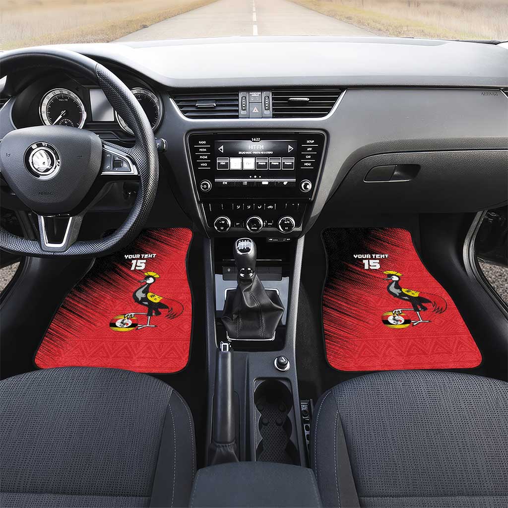 Uganda Football Custom Car Mats African Pattern Mix Grunge Style - Red Color