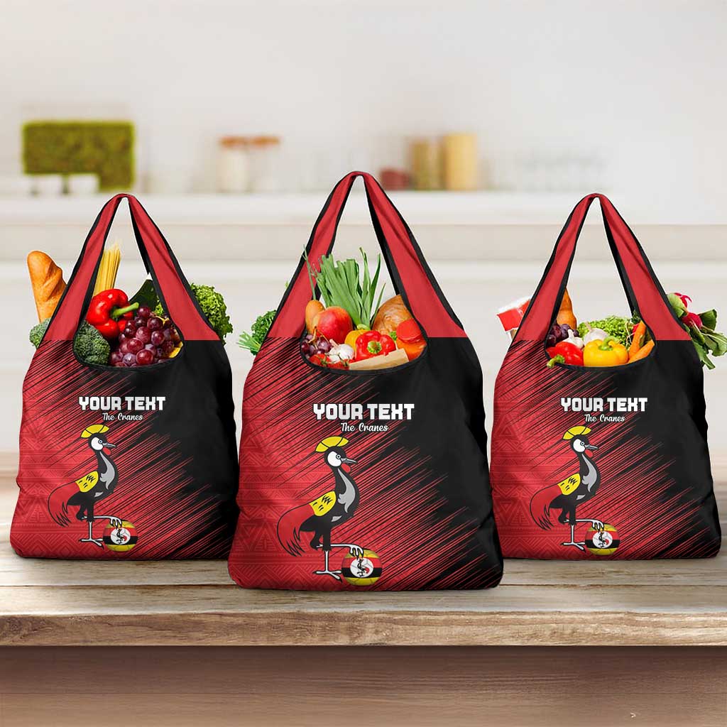 Uganda Football Custom Grocery Bag African Pattern Mix Grunge Style - Red Color