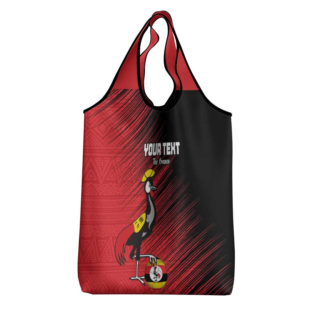 Uganda Football Custom Grocery Bag African Pattern Mix Grunge Style - Red Color