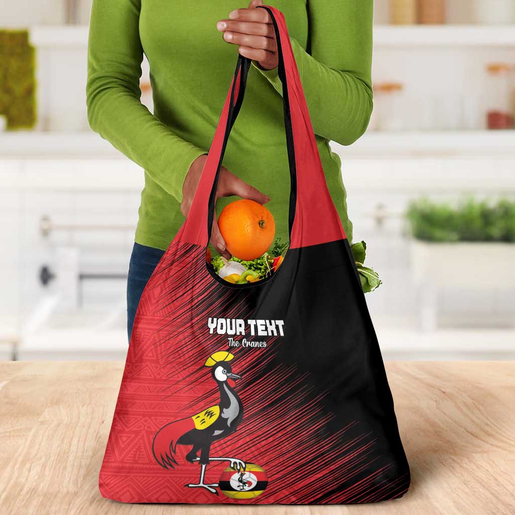 Uganda Football Custom Grocery Bag African Pattern Mix Grunge Style - Red Color