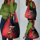 Uganda Football Custom Grocery Bag African Pattern Mix Grunge Style - Red Color