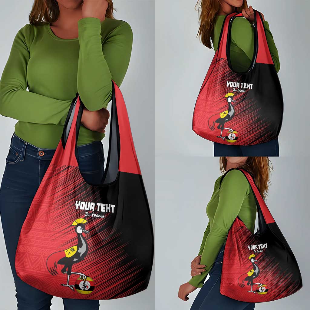Uganda Football Custom Grocery Bag African Pattern Mix Grunge Style - Red Color