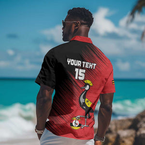Uganda Football Custom Hawaiian Shirt African Pattern Mix Grunge Style - Red Color