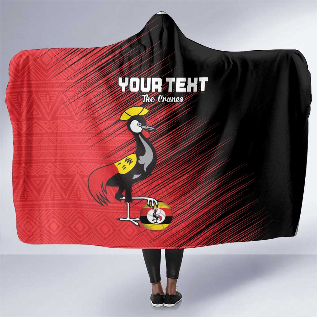 Uganda Football Custom Hooded Blanket African Pattern Mix Grunge Style - Red Color