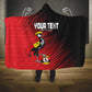 Uganda Football Custom Hooded Blanket African Pattern Mix Grunge Style - Red Color