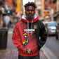 Uganda Football Custom Hoodie African Pattern Mix Grunge Style - Red Color