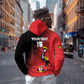 Uganda Football Custom Hoodie African Pattern Mix Grunge Style - Red Color