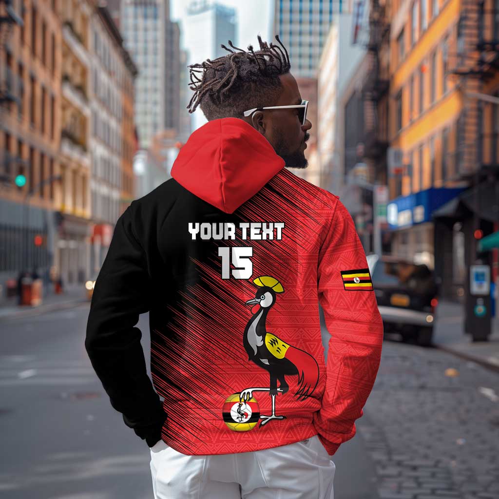 Uganda Football Custom Hoodie African Pattern Mix Grunge Style - Red Color