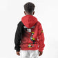 Uganda Football Custom Kid Hoodie African Pattern Mix Grunge Style - Red Color