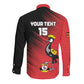 Uganda Football Custom Long Sleeve Button Shirt African Pattern Mix Grunge Style - Red Color