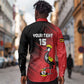 Uganda Football Custom Long Sleeve Button Shirt African Pattern Mix Grunge Style - Red Color