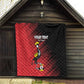 Uganda Football Custom Quilt African Pattern Mix Grunge Style - Red Color