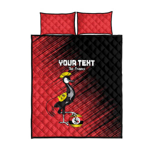 Uganda Football Custom Quilt Bed Set African Pattern Mix Grunge Style - Red Color