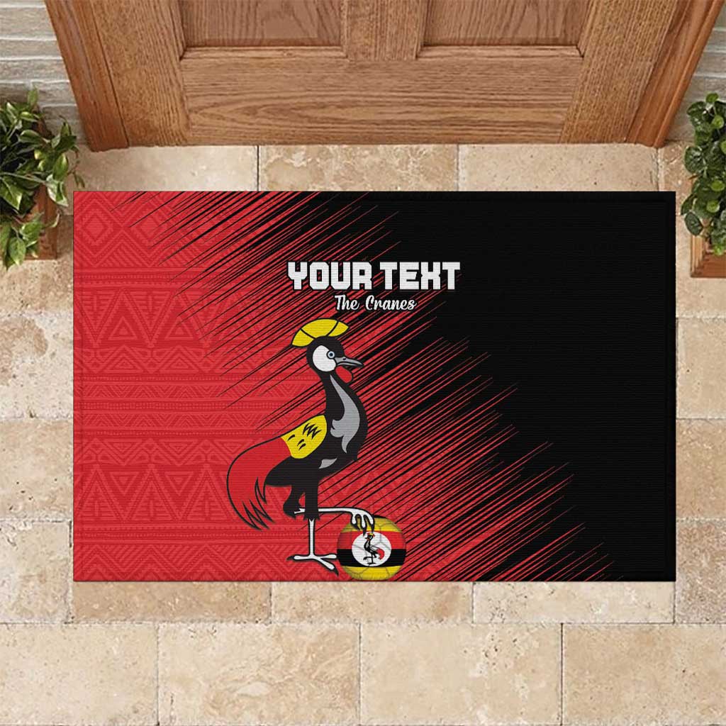 Uganda Football Custom Rubber Doormat African Pattern Mix Grunge Style - Red Color