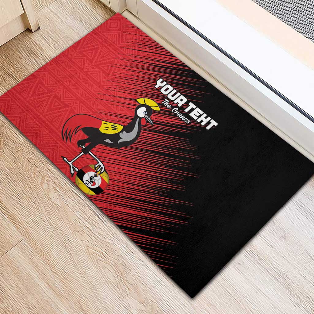 Uganda Football Custom Rubber Doormat African Pattern Mix Grunge Style - Red Color