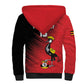 Uganda Football Custom Sherpa Hoodie African Pattern Mix Grunge Style - Red Color