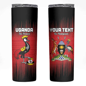 Uganda Football Custom Skinny Tumbler African Pattern Mix Grunge Style - Red Color