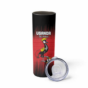 Uganda Football Custom Skinny Tumbler African Pattern Mix Grunge Style - Red Color
