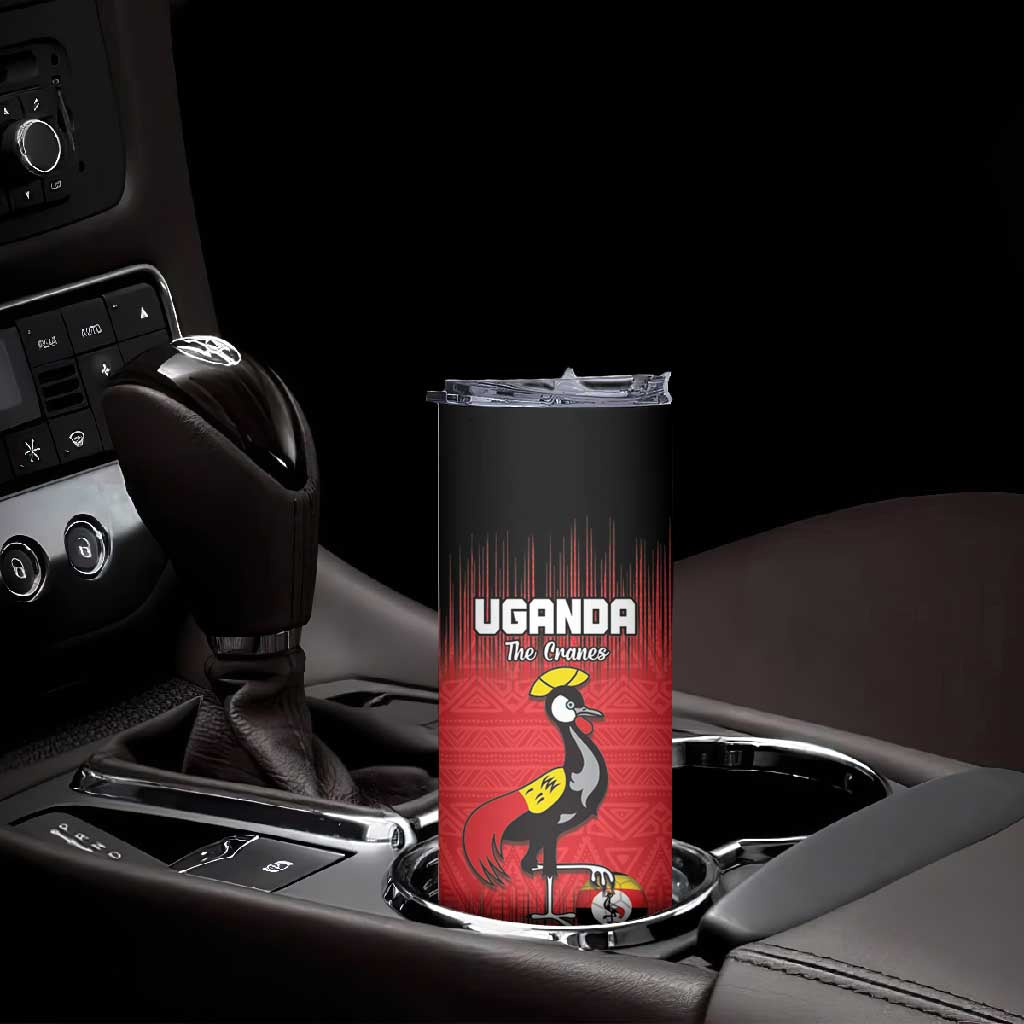 Uganda Football Custom Skinny Tumbler African Pattern Mix Grunge Style - Red Color